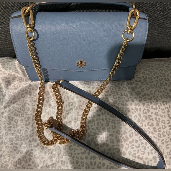 Tory Burch Emerson Mini Top Handle Bag in Blue Yonder - Picture 11 of 11